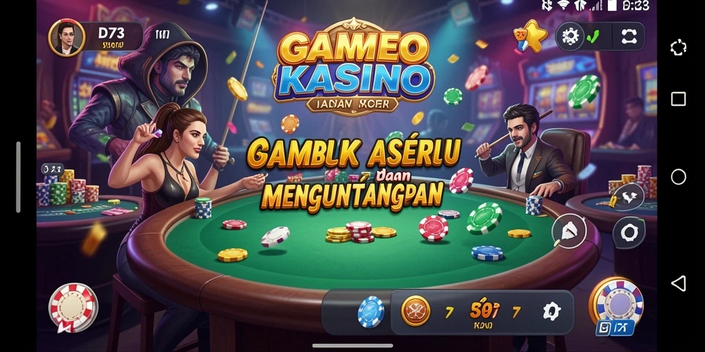 Tangkapan layar gameplay D73 yang menunjukkan suasana Kasino yang seru.