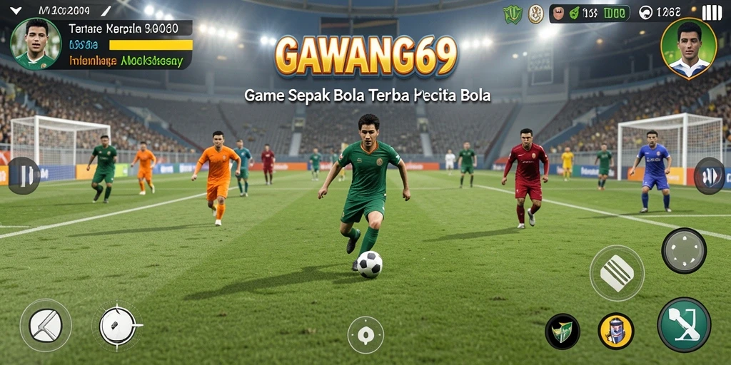 Tampilan seru gameplay GAWANG69 dalam suasana pertandingan sepak bola.