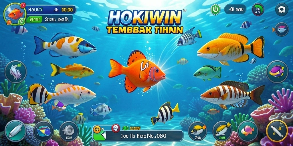 Tampilan gameplay HOKIWIN menampilkan aksi seru menembak ikan.