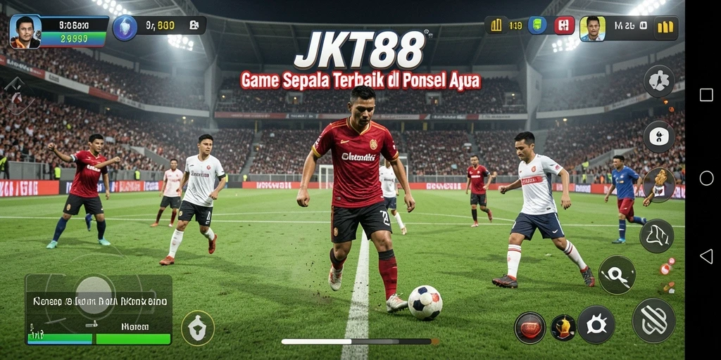 Screenshot JKT88 menampilkan aksi seru di lapangan sepak bola.