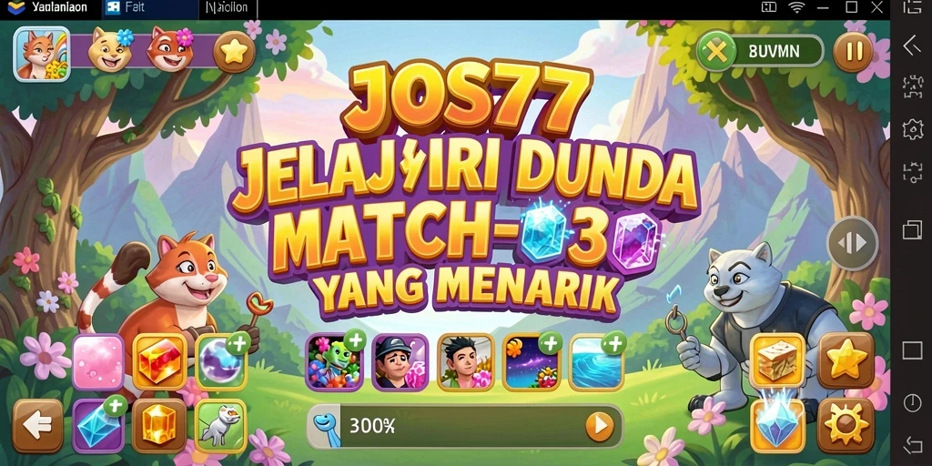Screenshot utama JOS77 menunjukkan gameplay seru Match-3.