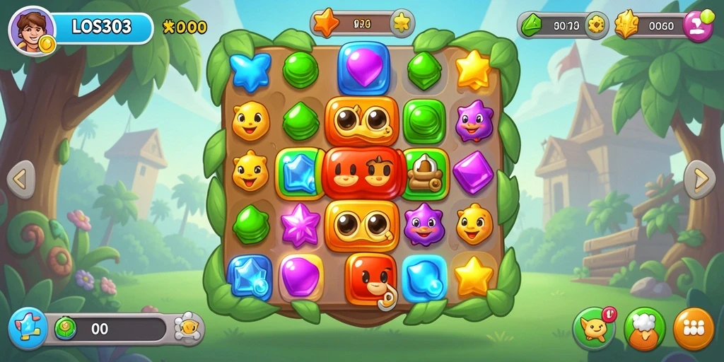 Screenshot gameplay LOS303 menampilkan aksi seru dalam permainan Match-3.