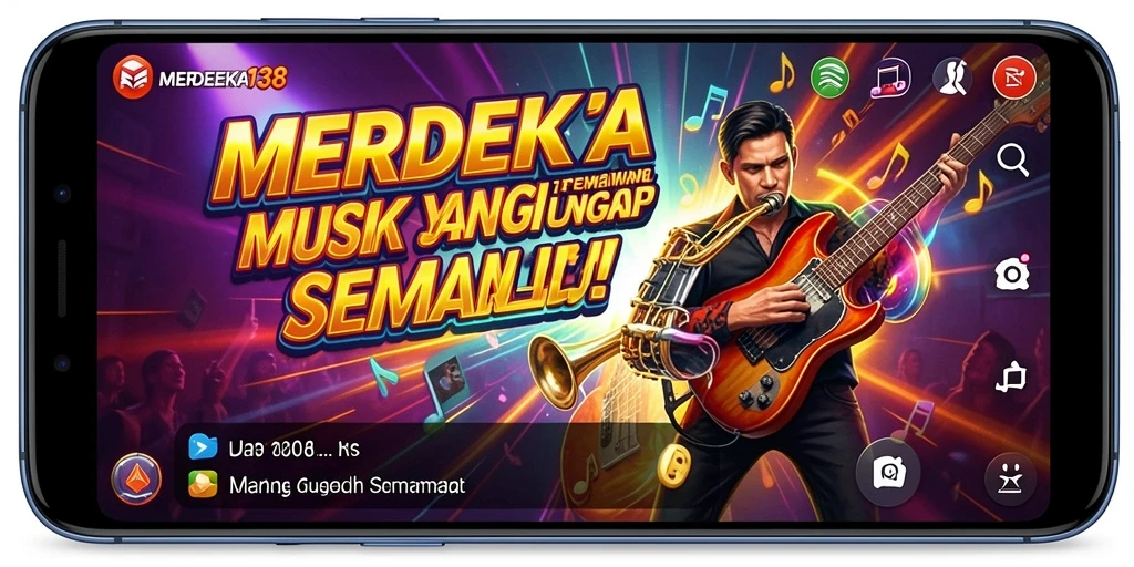 Tampilan gameplay <strong>MERDEKA138</strong> dengan berbagai fitur musik menarik.