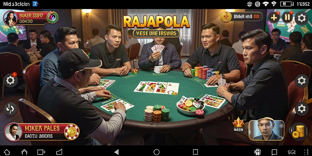 Screenshot gameplay RAJAPOLA menampilkan aksi seru permainan Poker.