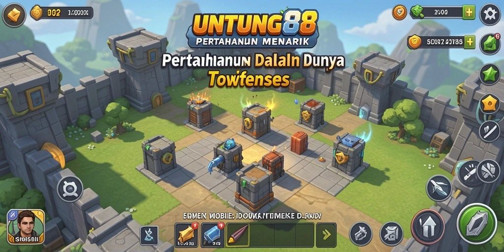 Tampilan gameplay mendebarkan dalam UNTUNG88 Tower Defense.