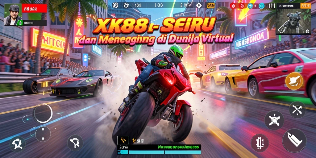 Tampilan gameplay XR88 dengan mobil balap yang melaju kencang di lintasan.